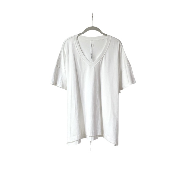 lululemon athletica Tops - Lululemon Women’s Side Tie T-Shirt V-neck Oversized Short Sleeve White Size 8